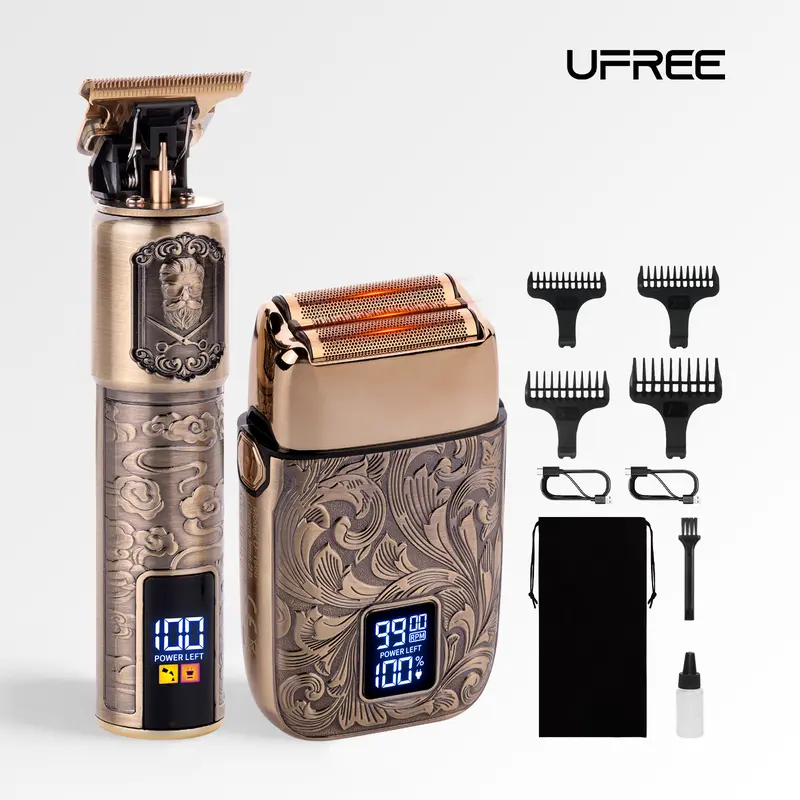 Ufree Electric Razor Foil Shavers for Men, Professional Beard Trimmer for Face with Men Grooming Kit, Cordless Barber Clippers and Hair Trimmer Set, Gifts, Comfort