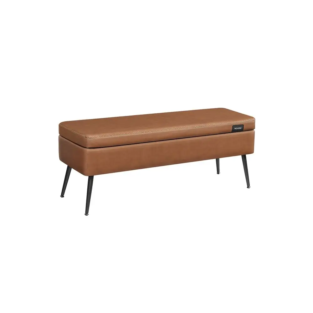 SONGMICS HOME VASAGLE EKHO Collection - Storage Ottoman Bench, Entryway Bedroom Bench, 15 Gallons, Synthetic Leather with Stitching, Mid-Century Moder