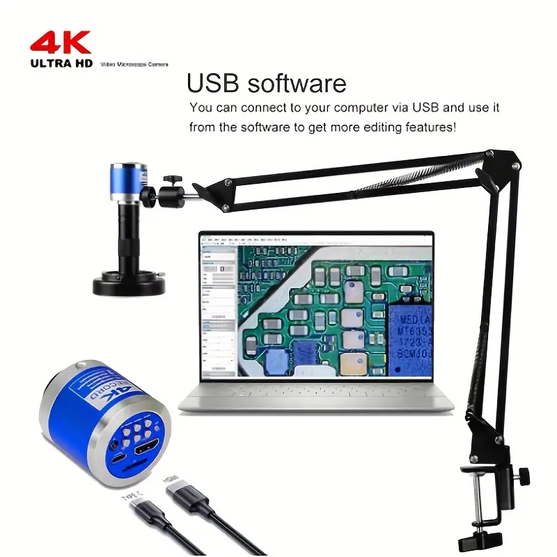 IZHAN 4K Digital Microscope for Electronic Soldering Coin Microscope 48MP 60FPS Camera HDTV USB 150X Lens Bracket Windows Mac