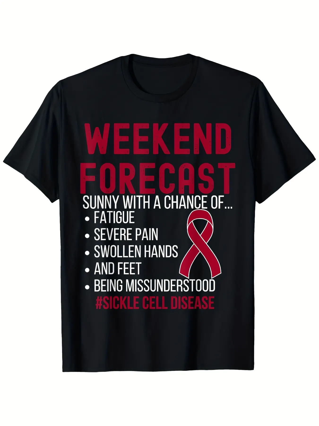 Sickle Cell Disease Awareness T-Shirt - 100 Cotton unisex soft cotton short sleeve t shirt, vintage graphic casual tee for men women teens, perfect birthday holiday gift for camping travel gym daily street  wear