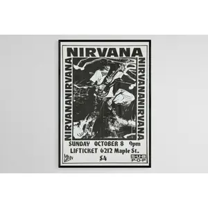 Nirvana Poster Aesthetic, Nirvana, Nirvana Wall Decor, Music Poster, Rock Poster, Vintage Poster