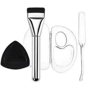 Professional Makeup Brush Set, Face Brush Set, Includes Flat Foundation Brush, Blending Stick, Powder Puff, Color Mixing Palette, Essential Tools for Artists