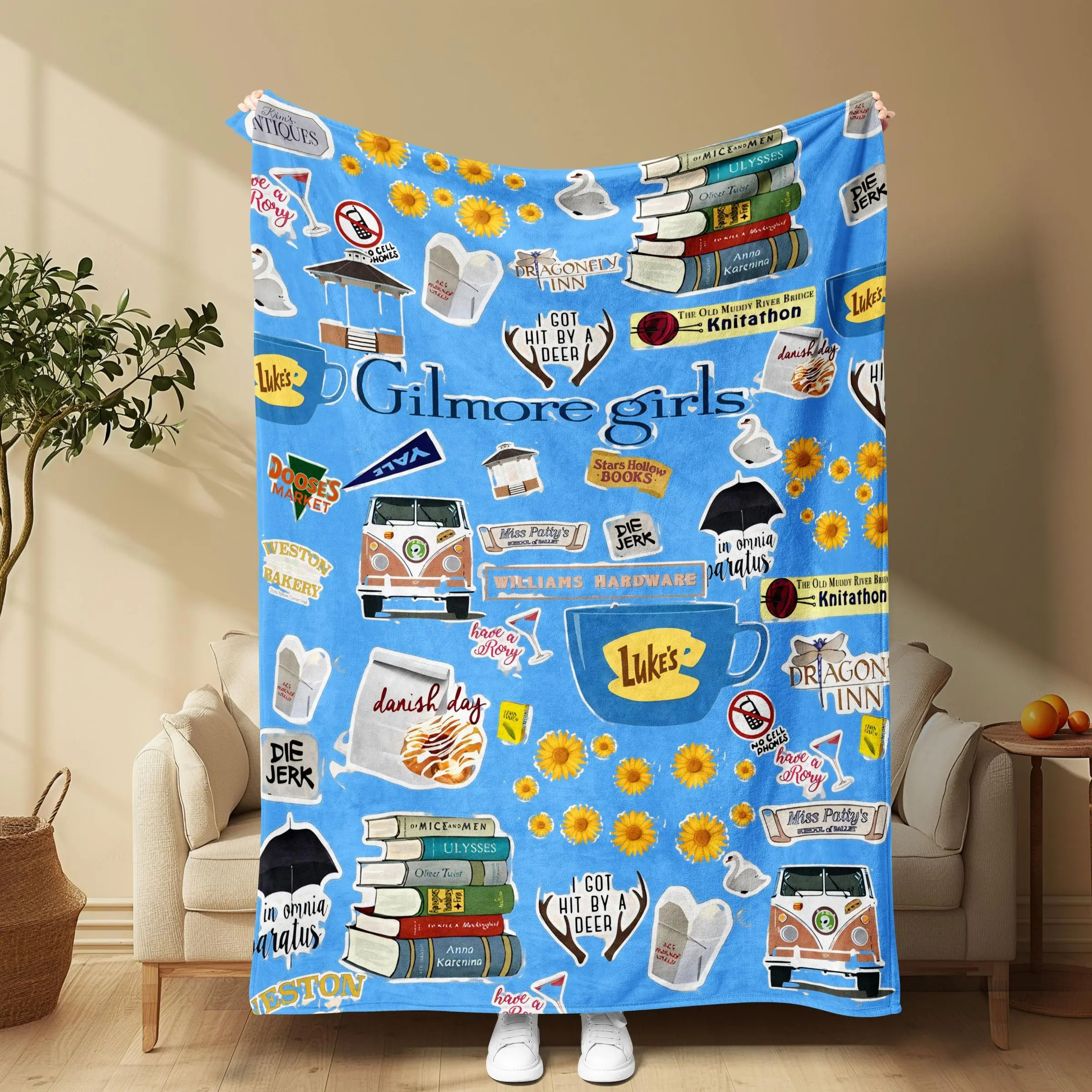 Gilmore Girls Cartoon Pattern Blanket, 1/2 Counts Soft Comfortable Throw Blanket, Cool Bedroom Bedding Blankets, Air-conditioned Room Blanket, Warm Na