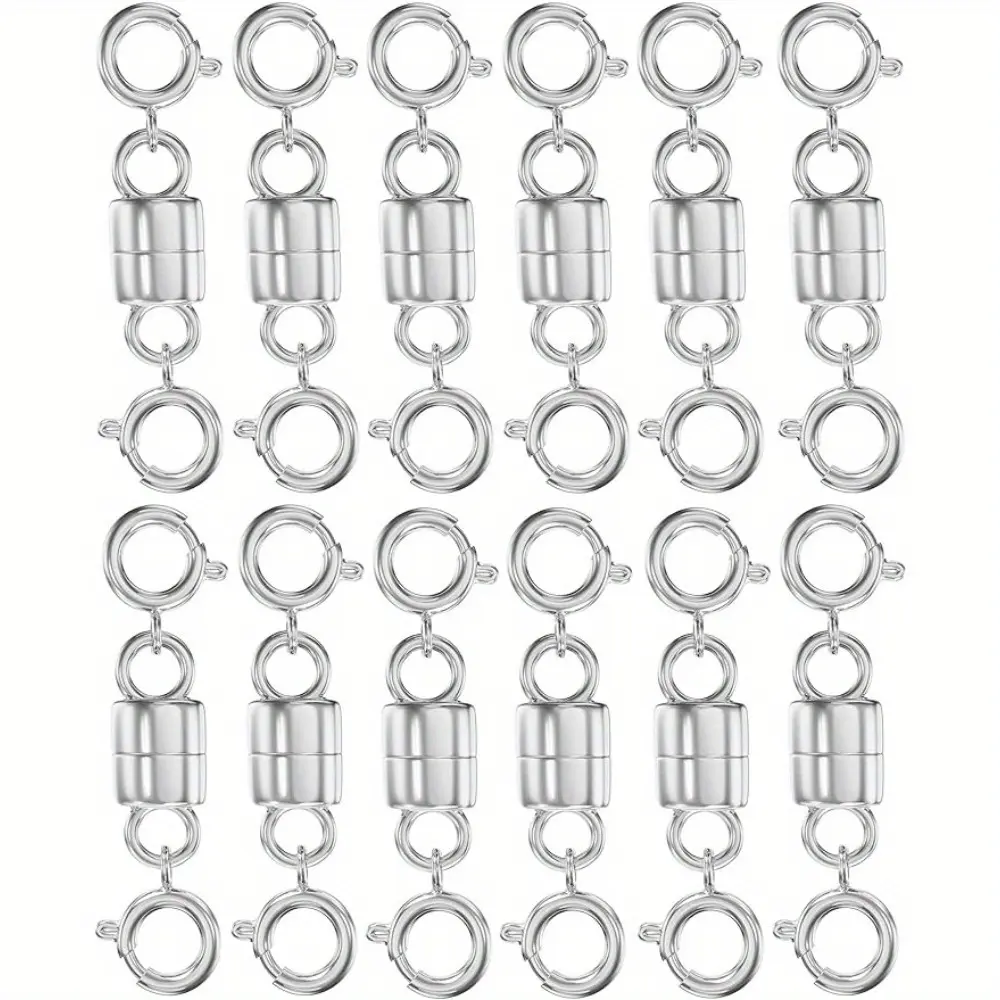 4/6/8/14/16pcs Magnetic Necklace Clasps And Closures 14k Gold Plated And Silver Two Spring Clasps Beads Chain Extender Necklaces Bracelet Safety Magnetic Locking Jewelry Clasp Converter