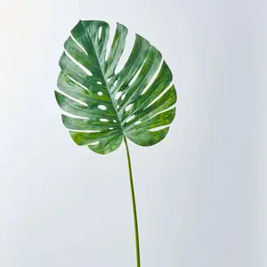 Giant Faux Green Philodendron Monstera Leaf Everyday Greenery Tropical Stem - 56"