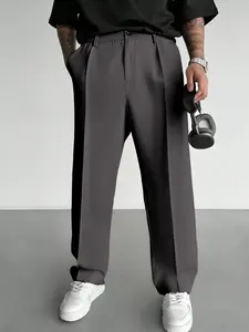 Men's Casual Formal Pants, Office & Home Use, Straight Leg Design, Flat Front, Pockets, Classy Casual Trousers, Smart Business Suit Pants