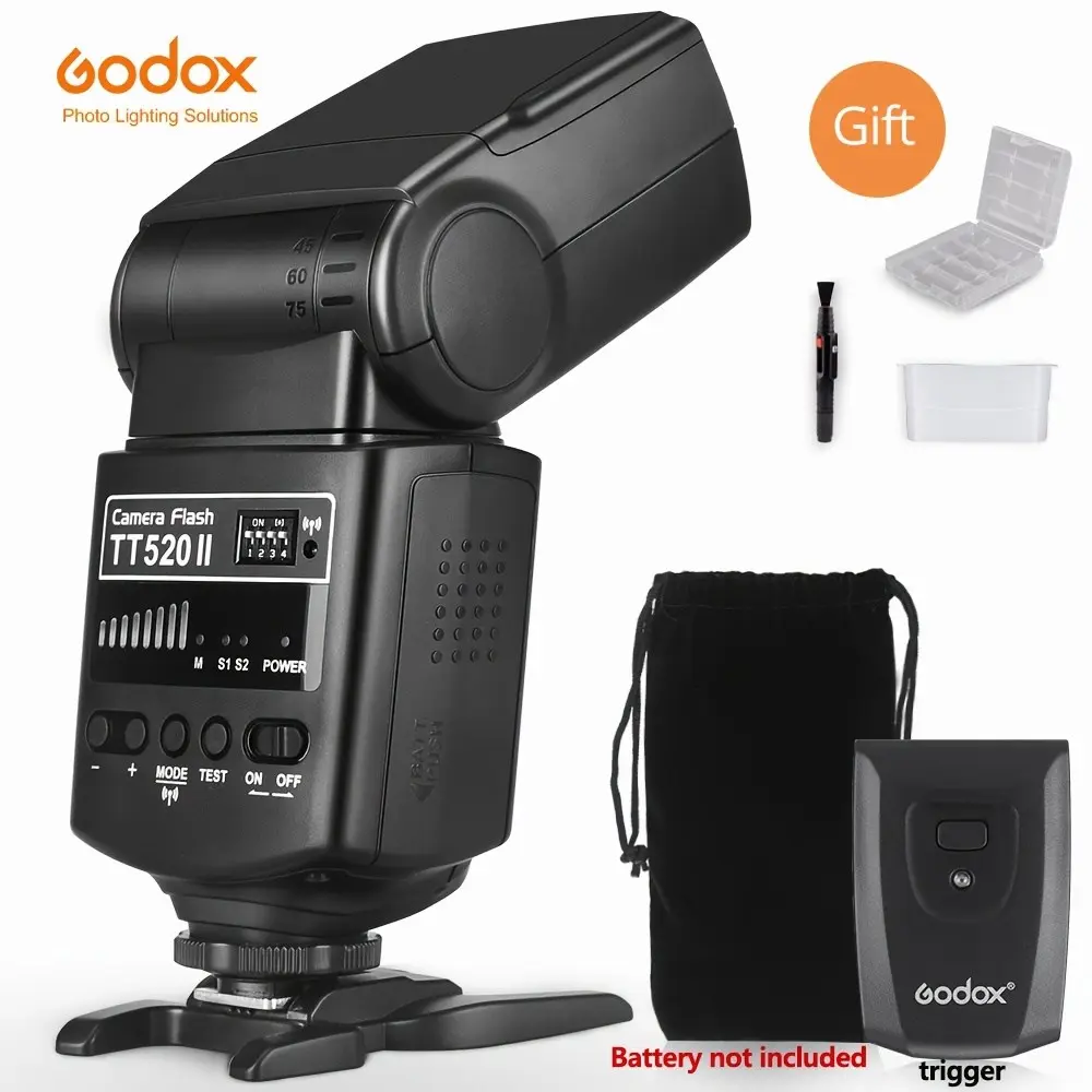 [Versatile Camera Flash] Godox TT520II Camera Flash Is a Versatile On-Camera Electronic Speedlite with Wireless Transmission, Compatible with Canon, Nikon, Olympus, And Pentax DSLR Cameras