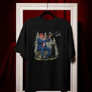 Trump Lover Gift, Hunting Season Hoodies, Labrador Trumps Hoodies, Trump Duck Hunting Hoodie, Duck Hunting Trump Hoodie Classic Collar