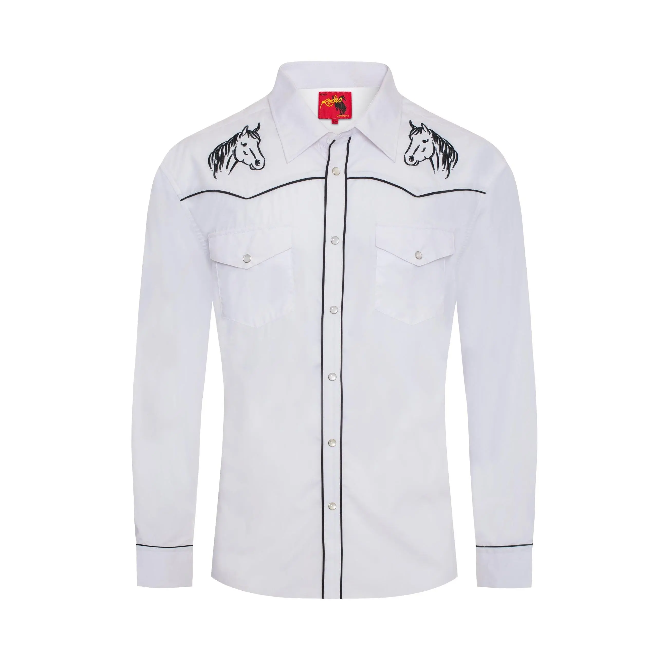 Men's Poly/Cotton L/S Horse Embroidery Western Shirts-PS560L-501