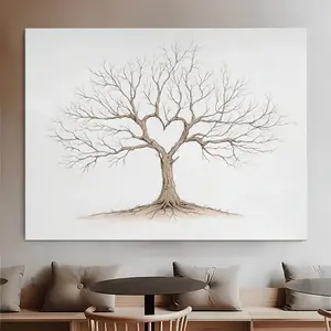 Fingerprint Tree Art Canvas for Wedding Guest Sign-in, Romantic Anniversary Gift, 11.8in x 15.7in Decorative Wall Decoration with Frame