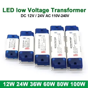 AC to DC24V/12V switching power supply, 12W 24W 36W 60W 100W LED transformer, suitable for LED lighting, LED light strip driver, instrumentation, LED lamp beads, G4, MR11 low voltage transformer