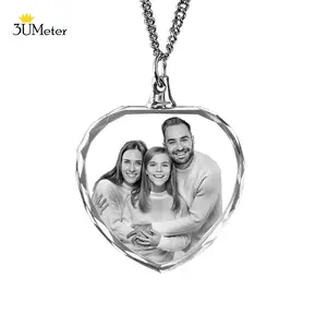 Custom Photo Necklace Heart-Shaped Pendant Custom Laser Engraved Picture Necklace Personalized Necklace Birthday Memories Gift