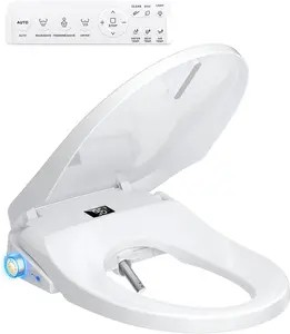 Bidet Toilet Seat Elongated, Electric Heated Seat with Instant Warm Water, Remote & Side Knob Control, Self-Clean Nozzle, Soft Close Lid, Night Light, Warm Air Dryer