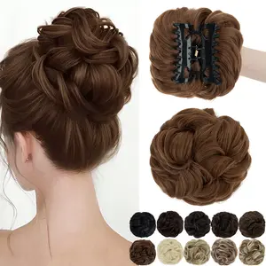 Claw Clip Messy Bun Wavy Curly Messy Hair Bun Scrunchies for Women Chignon Ponytail Extensions Synthetic Hairpieces