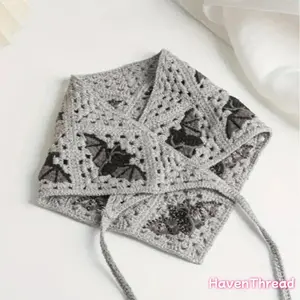 Bat Pattern Crochet Triangle Shawl, 1 Count Crochet Bat Scarf, Fashionable Crochet Triangle Shawl for Women & Girls, Halloween Theme Textured Blanket Scarf, Lace, Hand Made, Crochet Craftsmanship