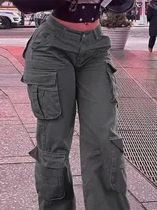 Women's Cotton Casual Work Pants Camouflage Cargo Pants Parachute Pants for Women with Pockets