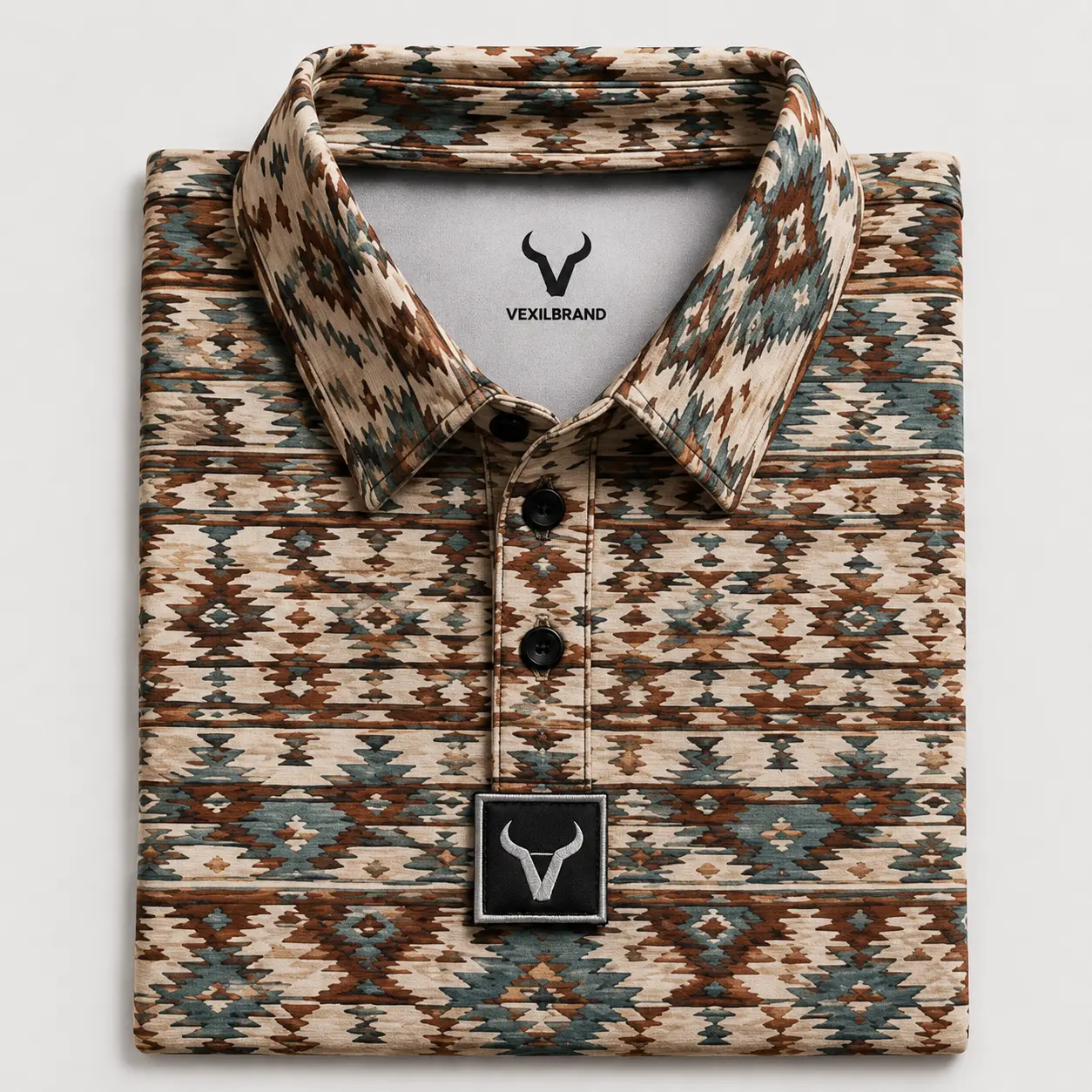 Vexil Brand - Polo - Cinch Cream/Brown/Teal Aztec