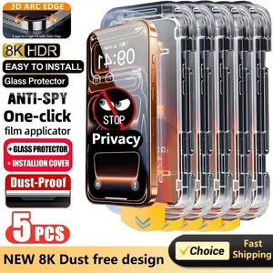 5Pcs Oleophobic Coating Dust Free Privacy Screen Protector For iPhone 17 Pro Max 15 13 11 12 14 16 Pro Easy Installation Glass