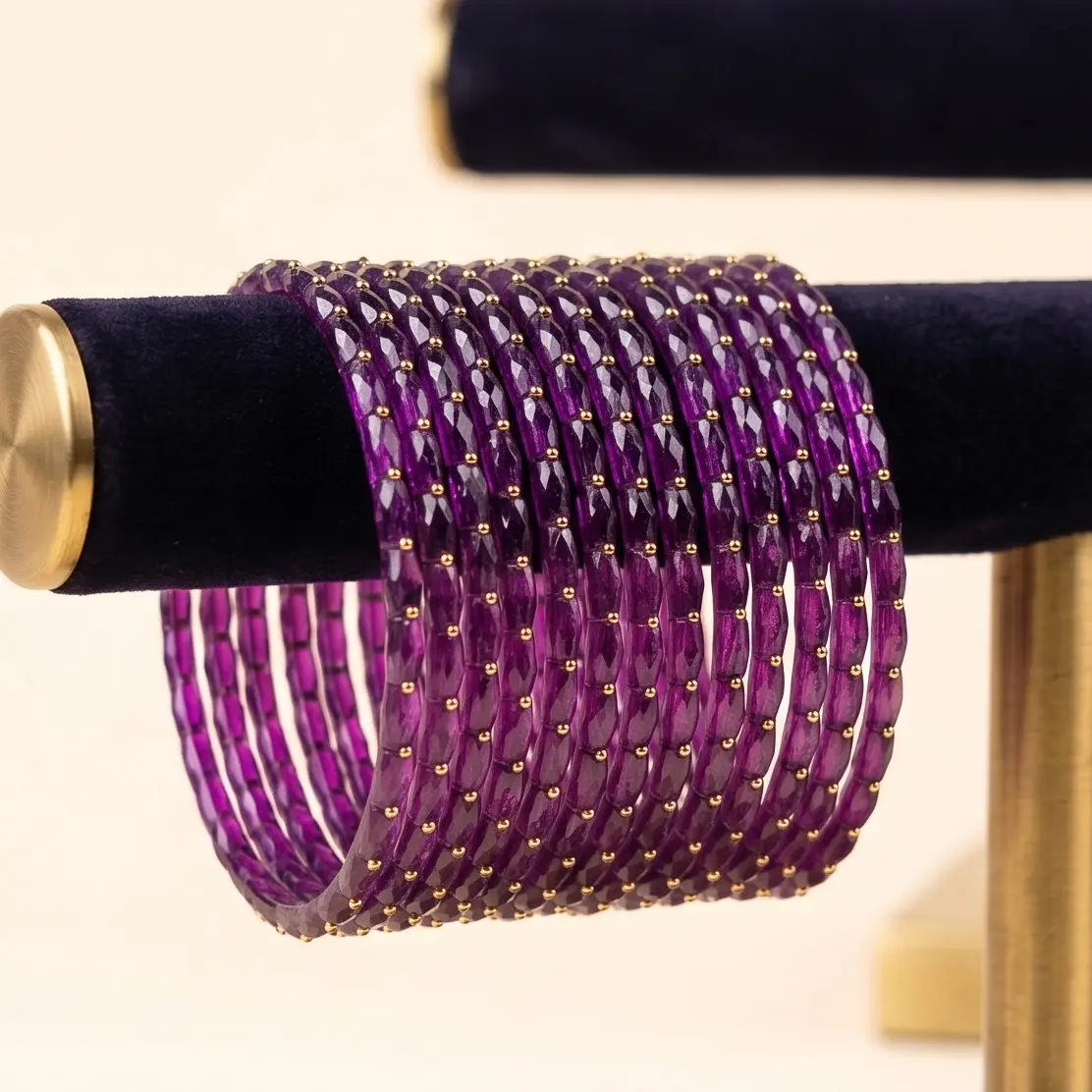 Size 2.2 Raindrop Glass Stackable Multilayered Bangles Set - Rhinestone-Embellished, Glossy Finish Bedazzling Bracelets & Bangles, Lightweight Indian Trendy Costume Jewelry for Everyday, Party Wear