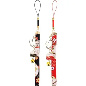 2pcs Phone Charms Strap, Fengshui Fortune Lucky Cat Keychain, Kawaii Phone Charm, Cute Keychain Accessories for Hanbag Backpack Wallet Camera Keychain Pendant