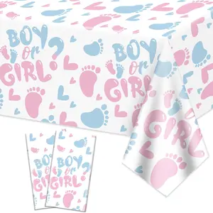 2Pcs Gender Reveal Tablecloth - Boy or Girl Table Decorations Rectangular Pink and Blue Table Cover for Baby Shower Decorations, Gender Reveal Boy or Girl Party Supplies, 51 X 86.6 Inch Party-supp