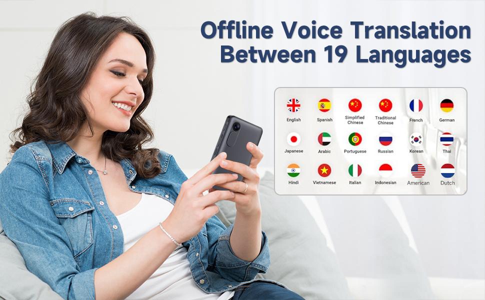 Offline Language AI Translator Device, 142 Languages Two Way Real-Time Voice Translation,D21 ChatGPT Instant Translator, Recording&Photo AI Translation for Business Learning Travel