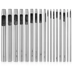 17 count Leather Hole Punch, 0.5-7mm Hollow Punch Set Metal Round Leather Punches, Belt Hole Puncher for Belts, Watch Band, Paper, Plastic