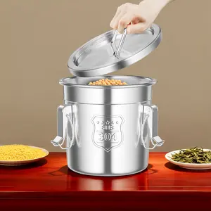 Stainless Steel Grain Container with Lid 6 Liter Capacity Commercial Kitchen Storage Bin for Rice Flour Sugar Coffee Beans Pantry Organization Home Restaurant Use