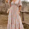Plus Size All-Over Floral Print Dress, Casual Chic V-Neck Dress for Daily Wear, Holiday & Vacation, Boho Style Women's Clothing for Summer, Boho Printed Dress
