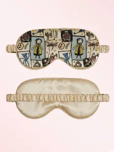 Coraline Inspired Silk Sleep Mask for Women & Kids, 100% Mulberry Silk Eye Mask for Sleeping, Cute Gothic Dark Fantasy Graphic Blindfold, Soft Comfortable Night Eyemask for Travel & Home, Perfect Birthday Gift for Movie Fans, Lightweight & Breathable