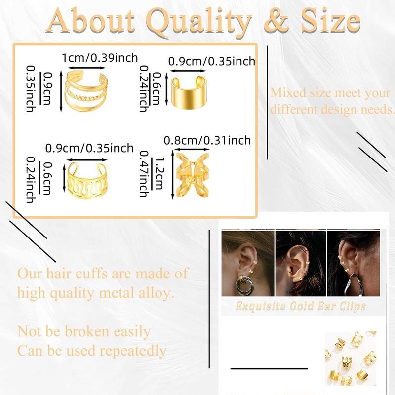 40PCS Hair Jewelry for Braids Gold Hair Cuffs Multi Style Rings Adjustable Hair Beads for Braid Loc Dreadlock Accessories