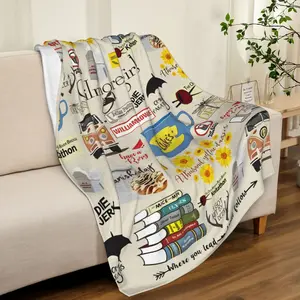 【Mother's Day】Stars Hollow Throw Blanket Flannel Blanket Coffee Design Book Ultra-Soft Fleece Throw Cozy Plush Flannel Blanket Suitable for All Seasons Couch Bed Living Room Car Sofa Bedroom Chairs Dorm Daughter Birthday Mother's Day Christmas Gift