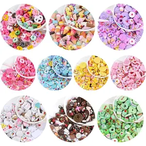 100 pcs Assorted Slime Charms, BOSOIRSOU Cute Candy Sweet Fruits Donut Charms Ornaments Flatback Resin Cabochons for Craft Making Ornament Scrapbooking DIY Crafts Beads Making Supplies - Random Style