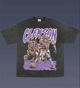 Clemsonn Tigers TEE, Retro 90s American Football Bootleg T-Shirt, Heavyweight Graphic Tee, Vintage Y2K Bootleg Round Neck Tee