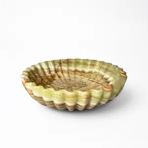 Marmor Krafts Hand-Carved Marble Flower Bowl 12 Inch Decorative Table Centerpiece Non-BPA Free Multipurpose Luxury Fruit Bowl Flower Shaped Catchall Tray Unique Handmade Housewarming Gift Tableware