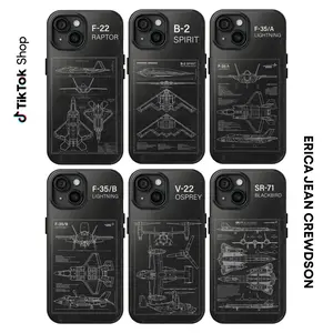 Military Aircraft Blueprint Style Phone Case for iPhone & Samsung | B-2, F-22, F-35, SR-71, V-22 Designs | Tech & Aviation Style