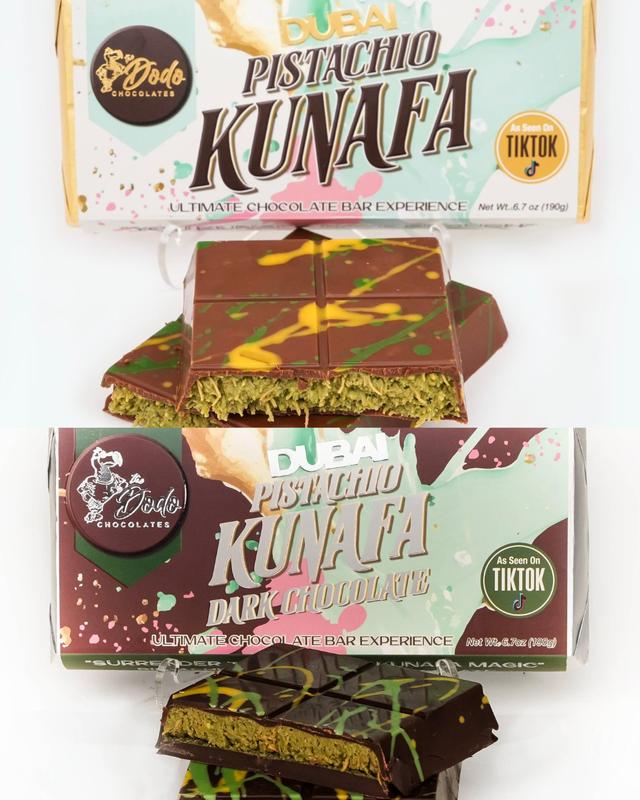 Bundle: Viral Dubai Milk and Dark Chocolate Pistachio Kunafa Ultimate Chocolate Bars