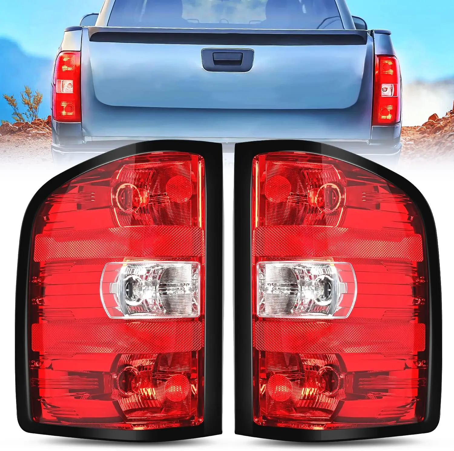 Nilight Automotive Tail Light Assembly - DOT & SAE Compliant Rear Lamp Upgrade Replacement with Blinker Lights, Bulbs, Harness - Chevy Accessories for 2007-2014 Chevy Silverado, GMC Sierra 3500HD