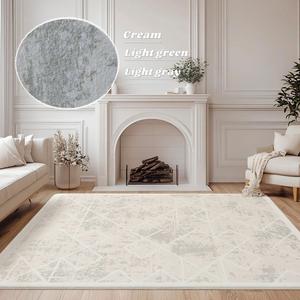 modern anti-slip rectangular carpet, geometric patterned indoor rug, living room decorative mat, non-skid floor covering