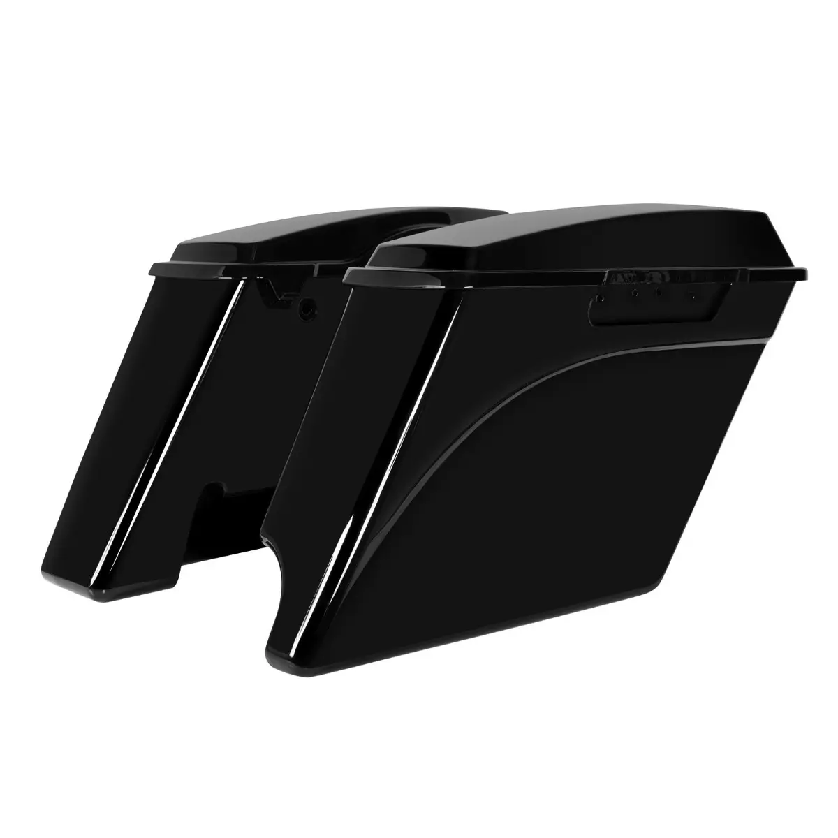 Vivid Black 2-Into-1 Extended 4" Stretched Saddlebags for Harley® Touring '94-'13