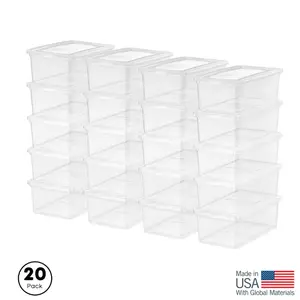 5 Qt. Clear Stackable Plastic Storage Bins with Lids - 20 Pack - Boxes, Organiser
