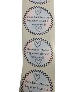 ROUND PLACE BACK IN THE BAG STICKER
