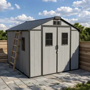【Multiple packages arrived at different times】CAODOC large Metal Outdoor Storage Shed with Lockable Doors, Tool Shed, Enhanced Metal Plates, Rainproof Sunproof Roof