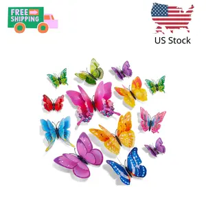 3D Butterfly Wall Decor, 48 Pcs Double Layer Butterfly Decorations