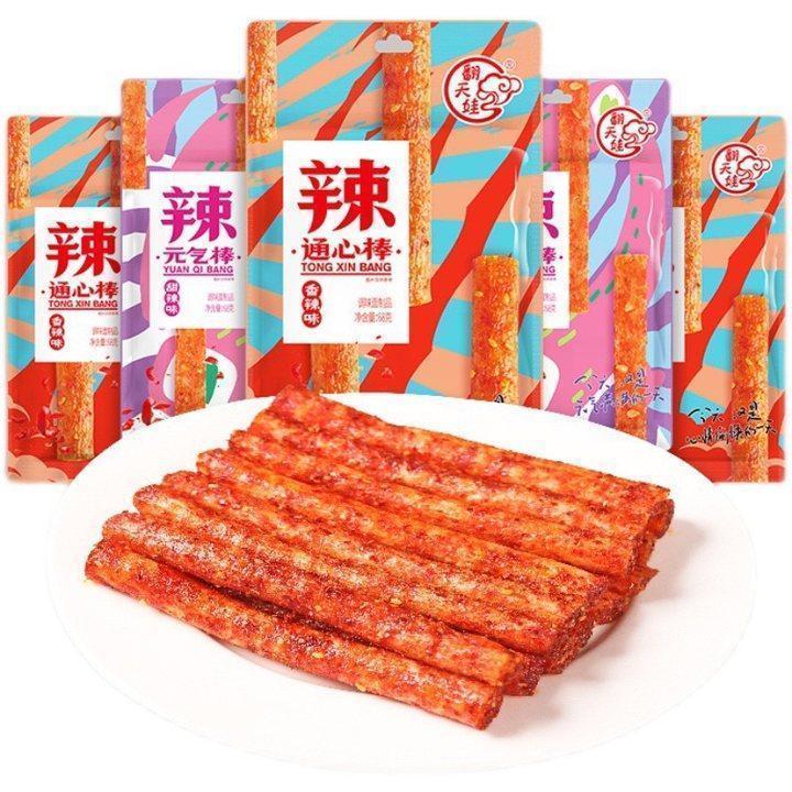 Small Chinese Snack Latiao - Delicious Snack for Kids - Conveniently Packaged - Ideal for Indulgence Spicy Gluten-Free Chili Latiao Strips Crispy Crunchy