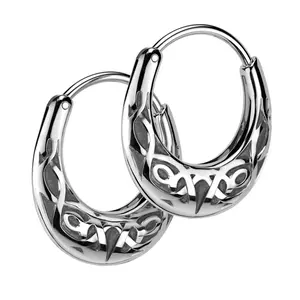 Celtic Knot Hoop Stainless Steel Hinged Earrings
