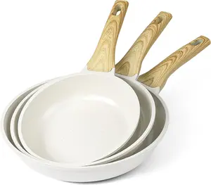 3 Piece Nonstick Frying Pan Set, 9.5", 10" and 11" Ceramic Cookware Skillets, Induction Compatible, Dishwasher Safe Kitchen Cooking Pan Set