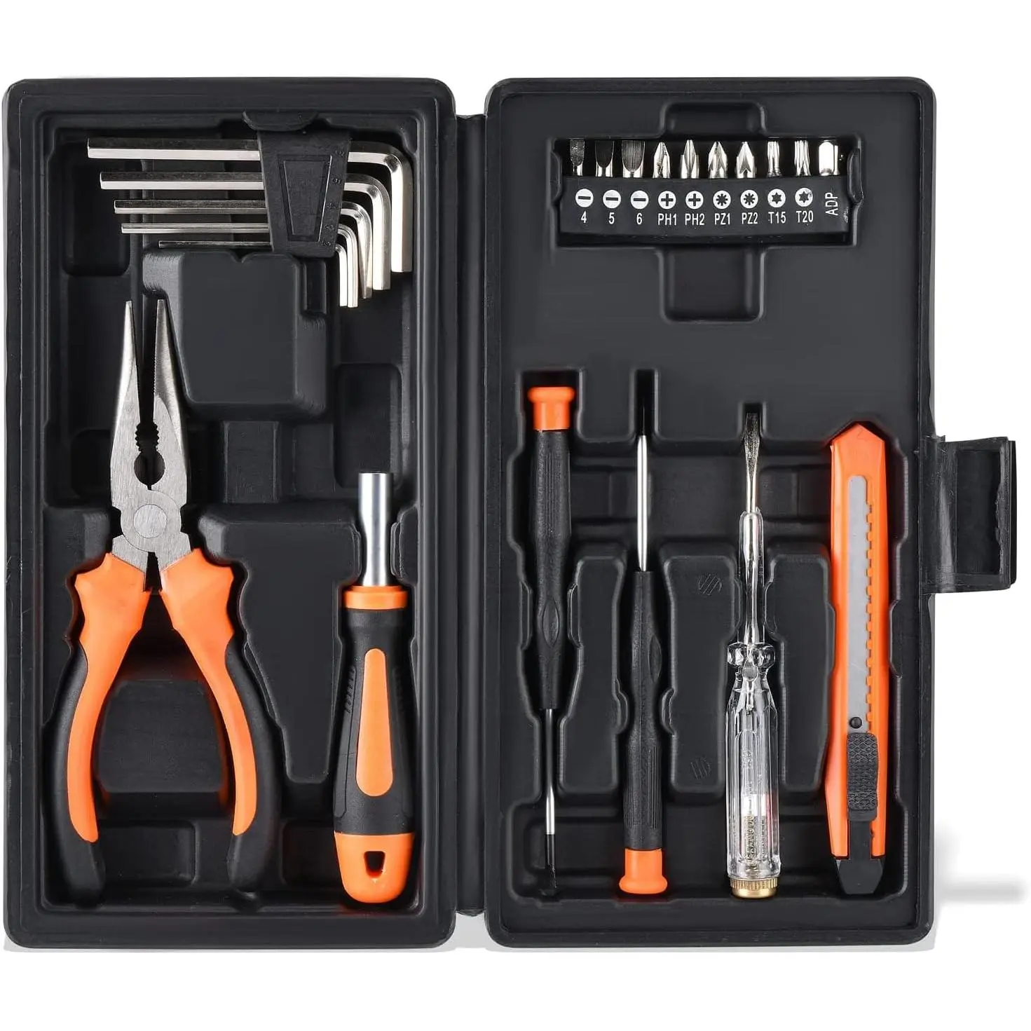 LAND 22-Piece Small Tool Kit with Toolbox - Essential Household Tool Set for Home Repair, DIY Projects, Garage & College Dorm, Includes Pliers, Screwdrivers & Portable Storage Case