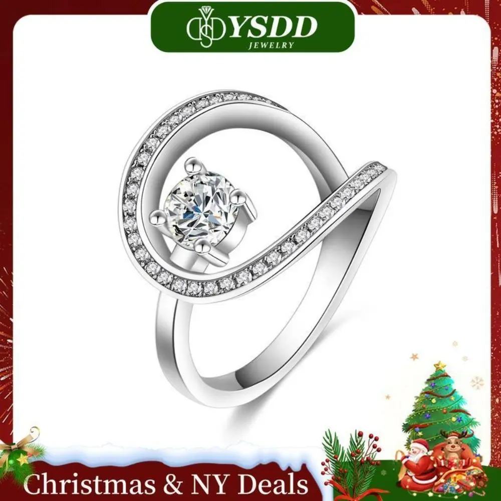 【#286 Surprise of the Day】Stylish Circle Swirl Synthetic Moissanite Engagement Ring for Women D Color VVS1 Clarity in 925 Sterling Silver for ThumbIndex 0.5Carat Ideal  Gift for Mother's day