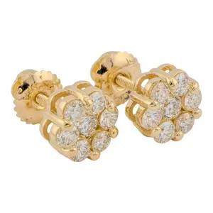 Lab Grown 7-Stone Cluster Flower Earrings 0.884 cts